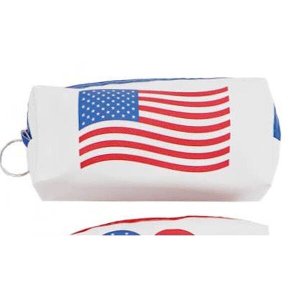 American Flag Vegan Leather On The Go Bag Pouch Keychain - Picture 1 of 3